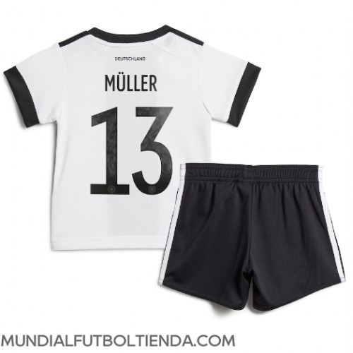 Camiseta Alemania Thomas Muller #13 Primera Equipación Replica Mundial 2022 para niños mangas cortas (+ Pantalones cortos)